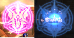 Comparison between the crest of Dragon Knight (Grand Chase) and Chung's commonly used sigil.