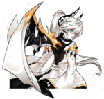 Official artwork of Chung wearing the Pale White Dragon - Servius Set.