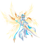 Genesis' Portrait during Awakening with mask covering face and full wings.