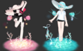 Full set appearance (Coral on female characters left, Marine on male characters right)