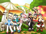 Official promotional render of select characters in the Elsword in Wonderland set